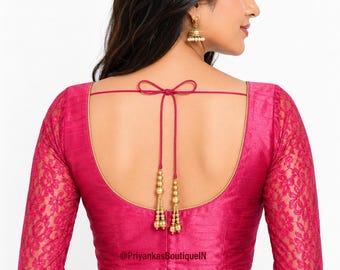 Hot Pink Saree Blouse, Readymade Saree Blouse, Indian Blouse , Ready To Wear hort Top, ,  Women's Traditional Saree Sari Blouse