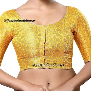 Ready to Wear Saree Blouse, Readymade Yellow Saree Blouse, Women&#39;s Sari Blouse, Indian Blouse, Short Top,Crop Top