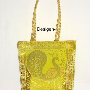 Women&#39;s Banarasi Silk Bag ,Handmade Saree Bag,  Girl&#39;s Shoulder Purse, Gift Bag, Return Gift Item, Indian Wedding Bag, Shagun Bag