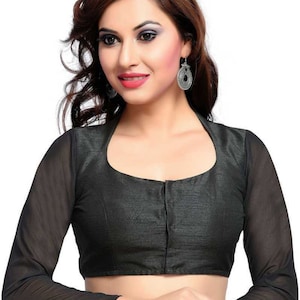 Ready To Wear Black Saree Blouse, Readymade Saree Blouse, Indian Blouse , Ready To Wear Short Top, ,  Women&#39;s Traditional Saree Sari Blouse