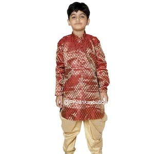 Designer Chnaderi Silk Dhoti Kurta, Ready To Wear Traditional Kids Kurta Pajama, Festive Wear, Boys Ethinic Wear, Toddler Kurta Pajama