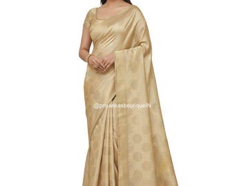 Readymade Banarasi Silk Saree Blouse, Gold Sari blouse