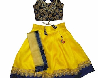 Indian Lehenga Choli Set, Ready To Wear Ethnic Wear Kids Lehenga, Festive Wear, New Born baby Pavadai Set, Girls Lehenga Choli