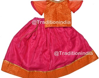 Enfants Lehenga Choli, Dupion & Chanderi Soie, Vêtements ethniques indiens