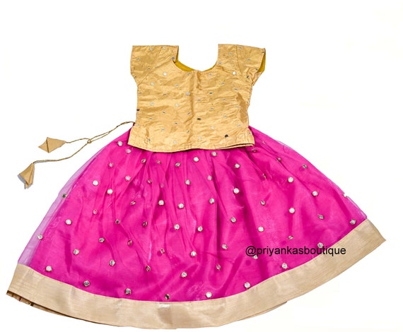 Pink and Gold Lehenga Choli, Girls India Festive Wear, Girls Pavadai Set, Designer Kids Lehenga Choli, Kids Wedding Wear Dress
