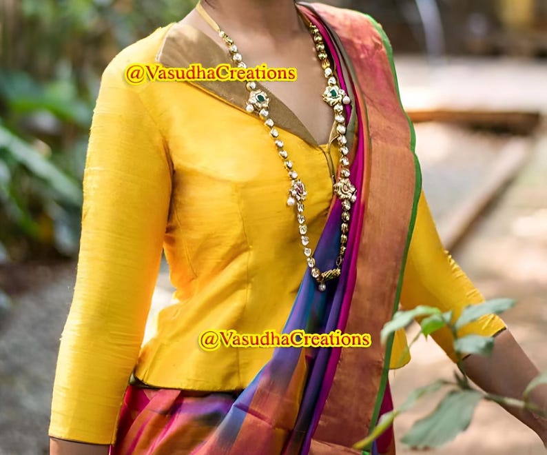 Readymade Yellow Saree Blouse, Readymade Blouse, Women's Dupion Silk Sari Blouse, Indian Blouse, Indian Crop Top, Choli image 1