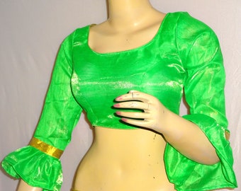 Readymade Saree Blouse, Dupion Silk Sari Blouse, Indian Blouse, Short Top, Light Green color Padded Blouse