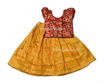 Lehenga Choli en brocart en soie pour fille, vêtements de fête ethniques