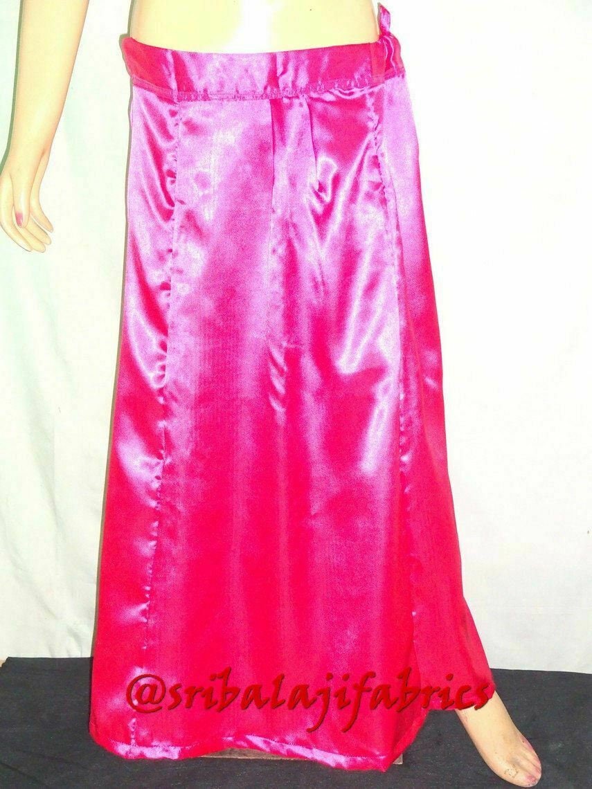 Women's Satin Petticoat Saree Underskirt Free Size Adjustable Sari Inner Wear