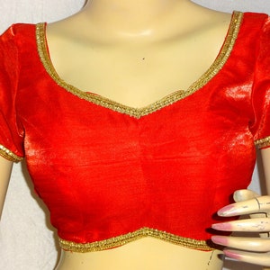Women&#39;s Blouse, Readymade Saree Blouse, Dupion Silk Sari Blouse, Indian Blouse, Short Top, Red color Padded Blouse