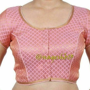 Baby Pink Saree Blouse, Readymade Saree Blouse, Indian Blouse, Short Top, Women&#39;s Traditional Saree Sari Blouse
