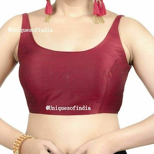 Readymade Sleeveless Blouse, Women&#39;s Dupion Silk Sari Blouse, Indian Blouse, Short Top, White Color Saree Blouse with Elbow Sleeves
