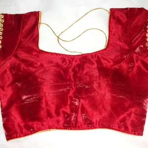 Readymade Saree Blouse, Dupion Silk Sari Blouse, Indian Blouse, Short Top, Maroon color Padded Blouse