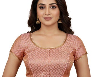 Stock Sale - Baby Pink Saree Blouse Bust Size - 34, Readymade Saree Blouse, Indian Blouse, Short Top, Women's Traditional Saree Sari Blouse