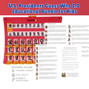 U.S. Presidents Guess Who? 2.0 Custom Game Inserts | History Game Bundle (PDF Downloads)