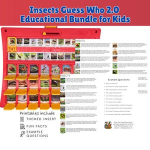 Insects Guess Who? 2.0 Custom Game Insert | Entomology Learning Game Bundle (PDF Downloads)
