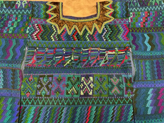 Vintage Handwoven Guatemalan Huipil, Bright Blue … - image 3