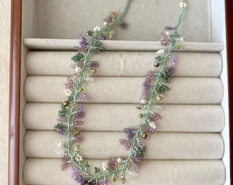 Handmade floral beaded necklace
