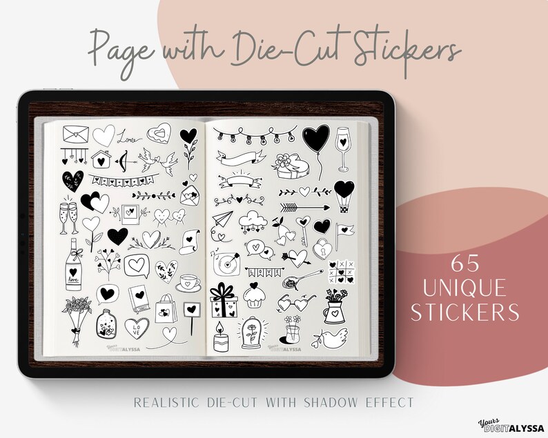 Doodle Heart Digital Stickers, Doodle Stickers, Cute Stickers, Cute ...