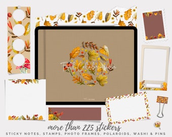 Pegatinas de otoño, pegatinas digitales de otoño, pegatinas digitales de otoño, pegatinas de otoño, PNG de otoño, imágenes prediseñadas de otoño, imágenes prediseñadas de otoño
