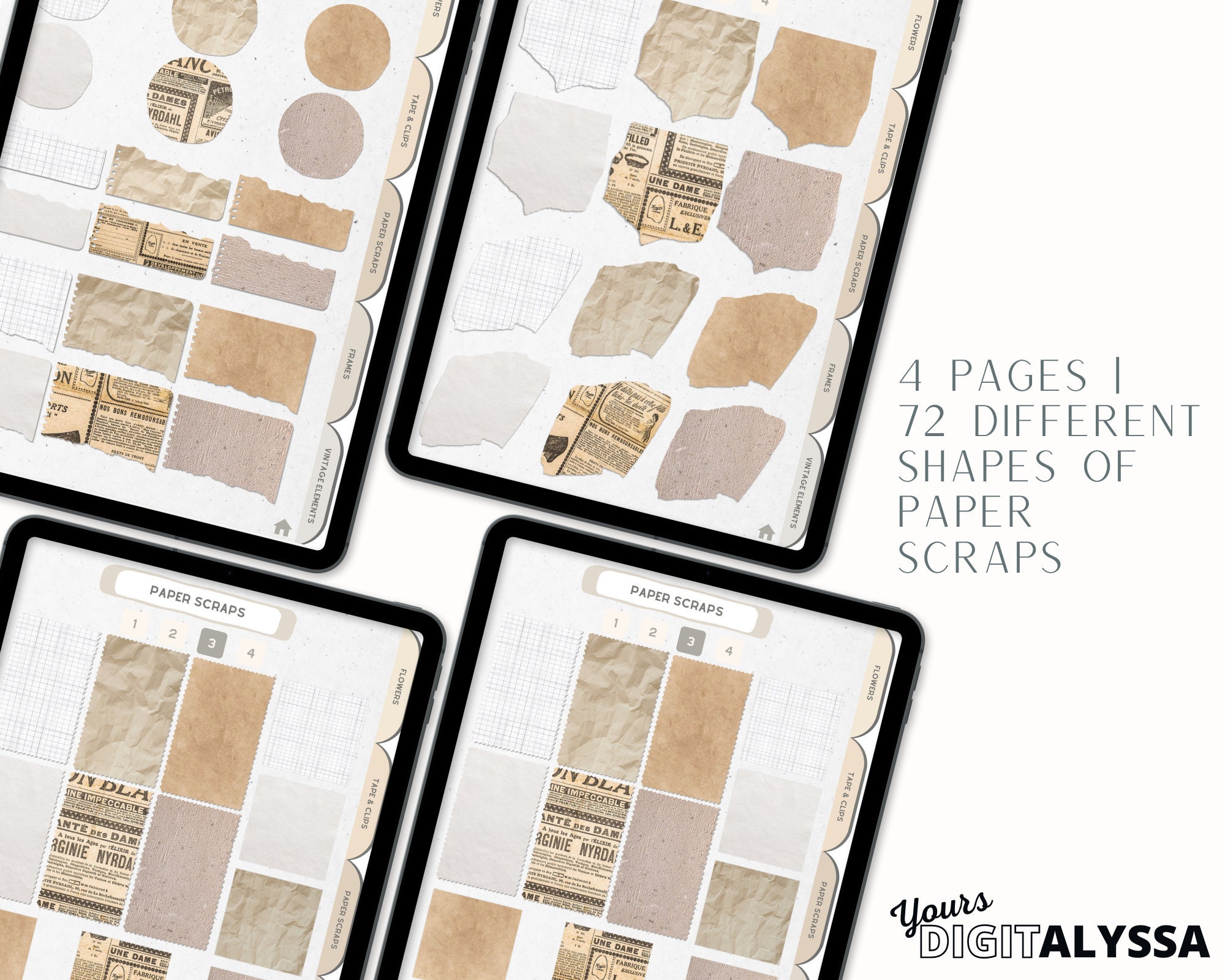 Realistic Digital Scrapbook Stickers Basic Scrapbook Etsy