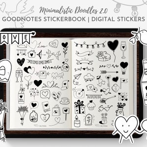 Cyfrowe naklejki Doodle Heart, Naklejki Doodle, Słodkie naklejki, Pakiet słodkich naklejek, Naklejki Doodles, Naklejki Heart, Sztuka Doodle