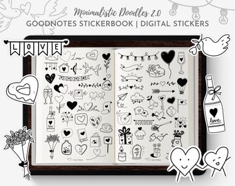 Doodle Heart Digital Stickers, Doodle Stickers, Cute Stickers, Cute Stickers Pack, Doodles Sticker, Heart Stickers, Doodle Art