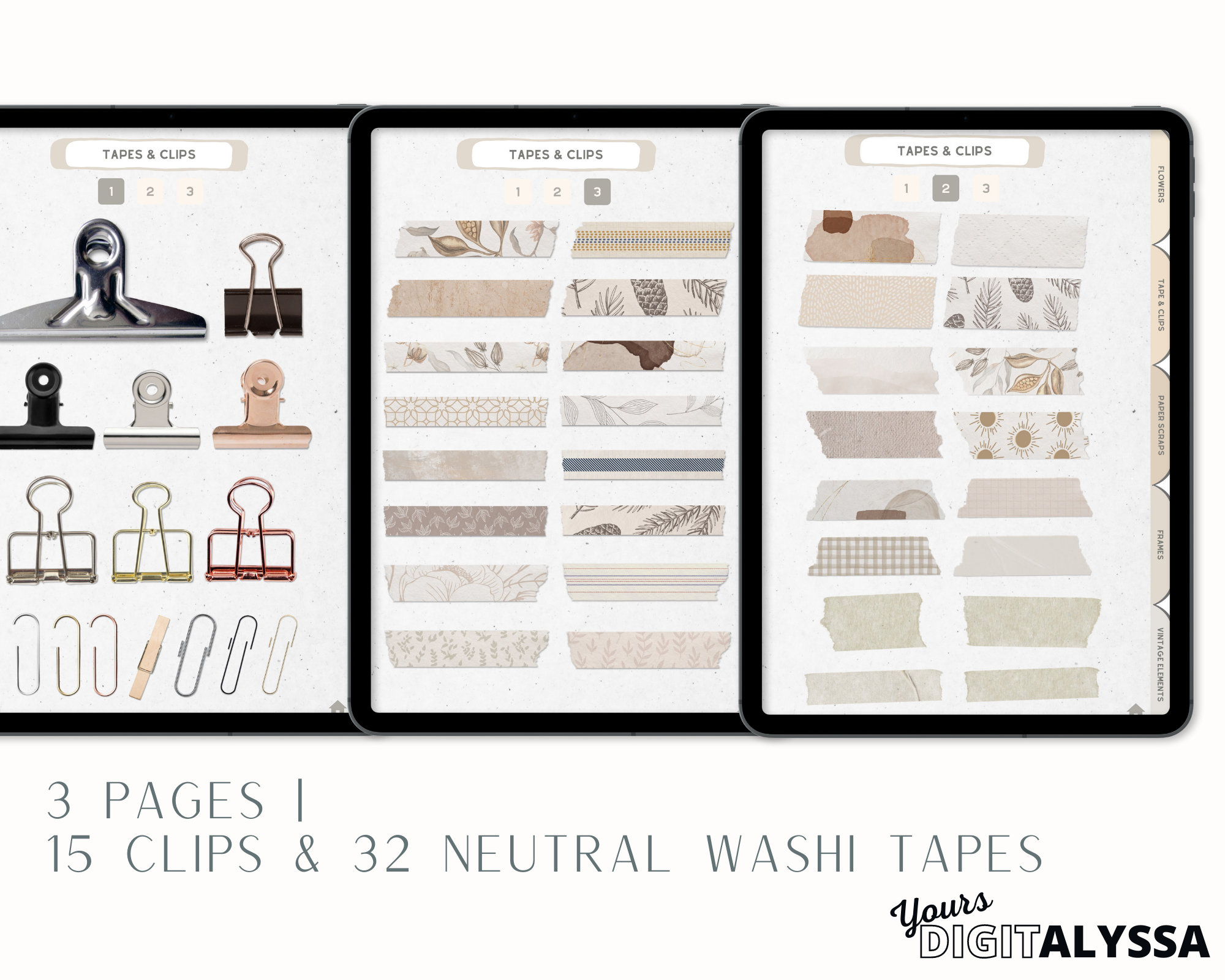 Realistic Digital Scrapbook Stickers Basic Scrapbook Etsy