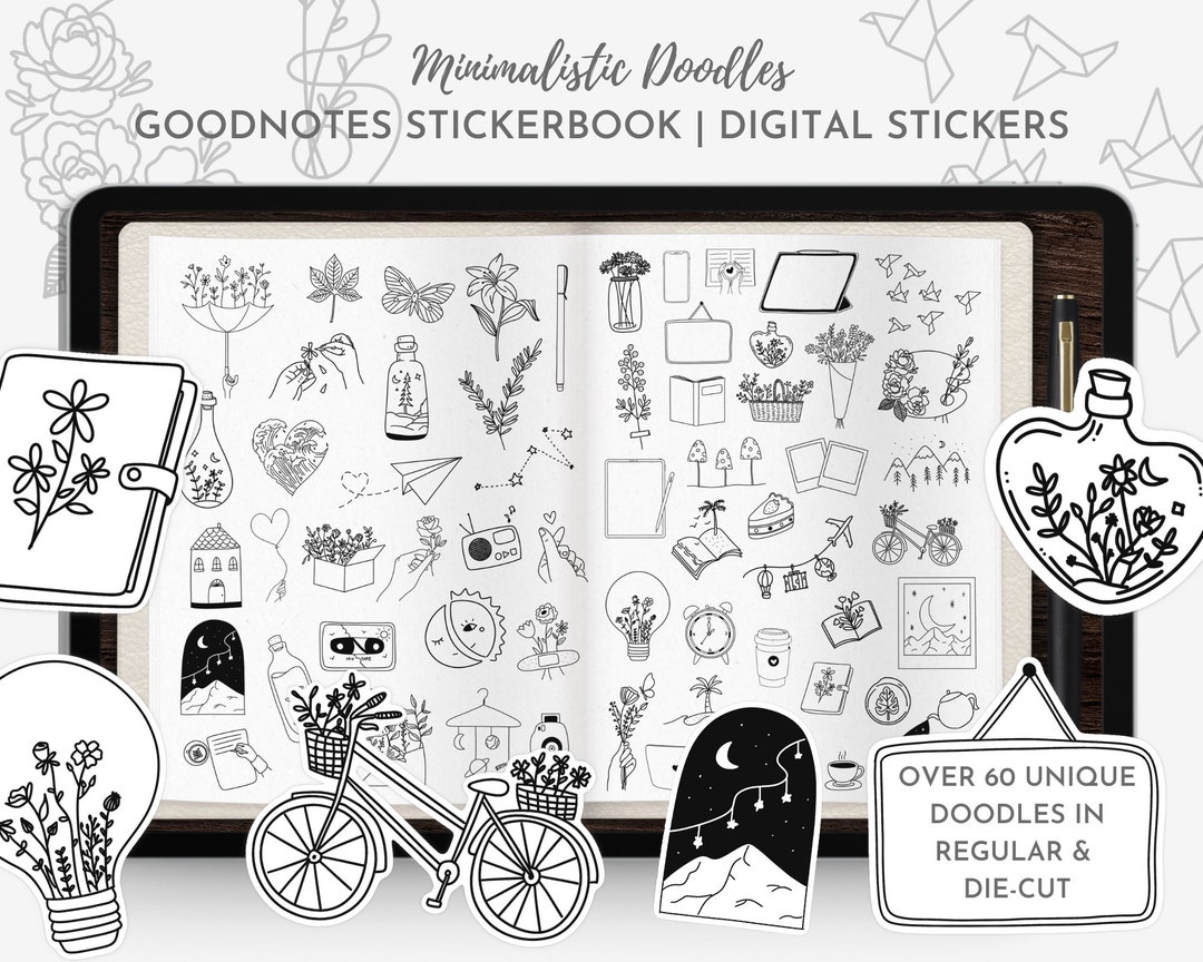 Minimalist Doodles Digital Stickers, Minimalist Digital Planning Stickers, Simple Doodle ...