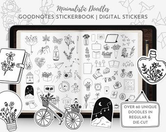 Minimalist Doodles Digital Stickers, Minimalist Digital Planning Stickers, Simple Doodle Stickers, Minimalist Digital Journal Stickers