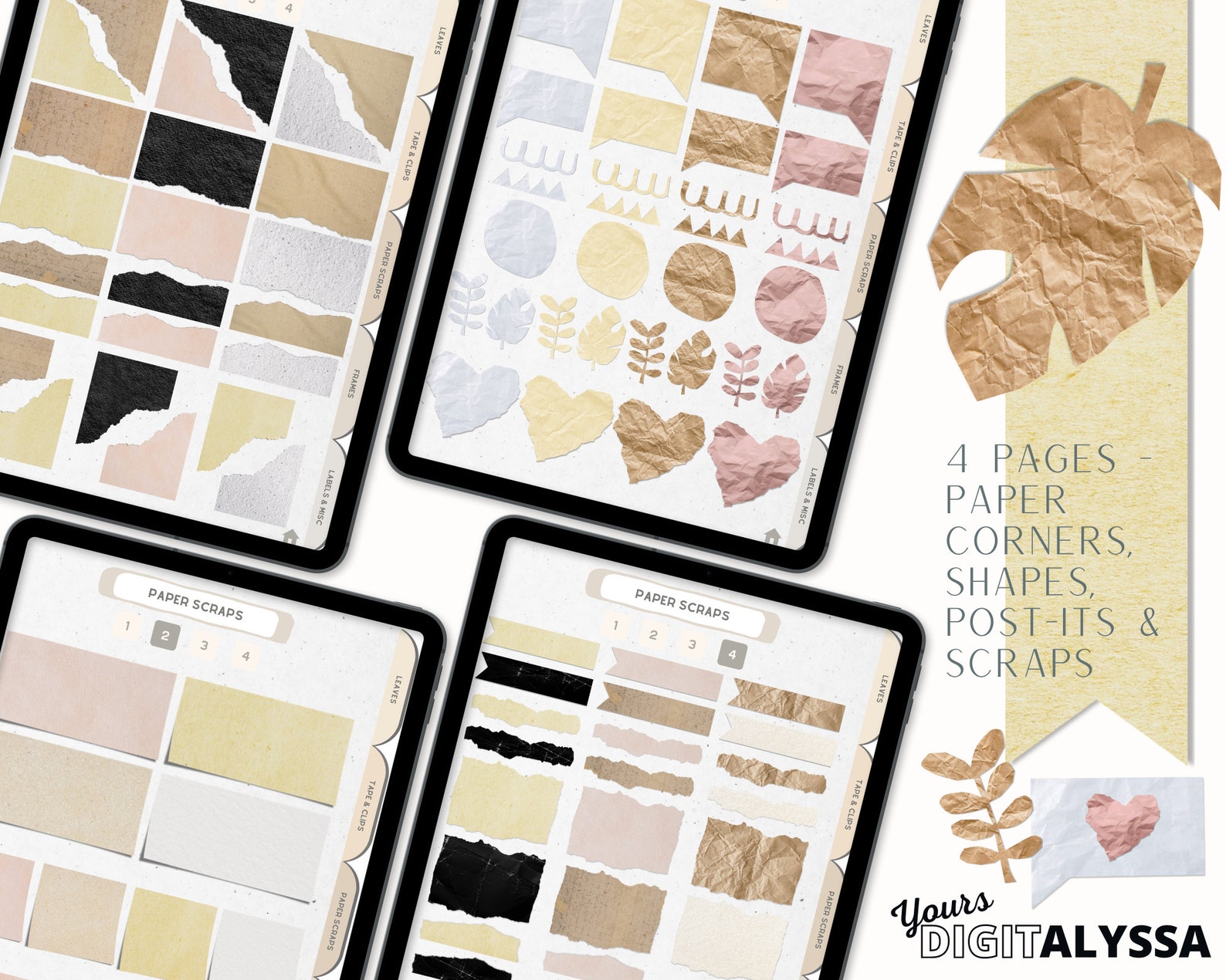 Realistic Digital Scrapbook Stickers Ephemera Digital Etsy