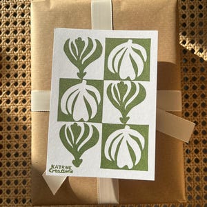 Latte Art Linoldruck Postkarte