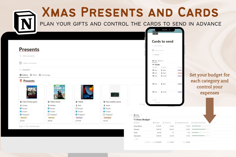 Christmas Planner Dashboard Notion Template, Xmas Holiday Editable ...