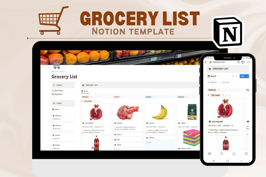 Grocery List Notion Template Shop Best Price Organizer Etsy Grocery List Notion Template Shop Best Price Organizer Etsy