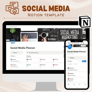 Plantilla de noción de planificador de medianas sociales, planificador de contenido de redes sociales para empresas, Instagram, Facebook, organizador de publicaciones de nociones de Youtube