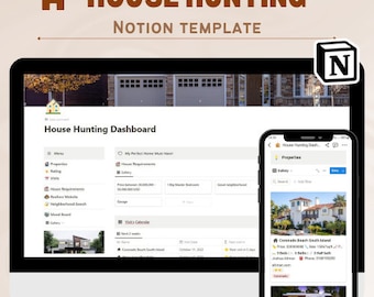 House Hunting notion template, Real State House checklist, Home Buying Searching Organizer, House Hunting Digital Planner, New Home Search
