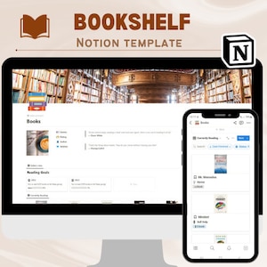 Boekenplankdashboard-conceptsjabloon, Boekorganisatie, Leesmap, Boekenbibliotheek voor tablet, laptop en mobiel, Digitale sjabloon