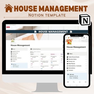 House Management Notion Template, Home Tasks & Chores Organizer, Subscriptions, Warranty Trackers, Home Maintenance Interventions Control