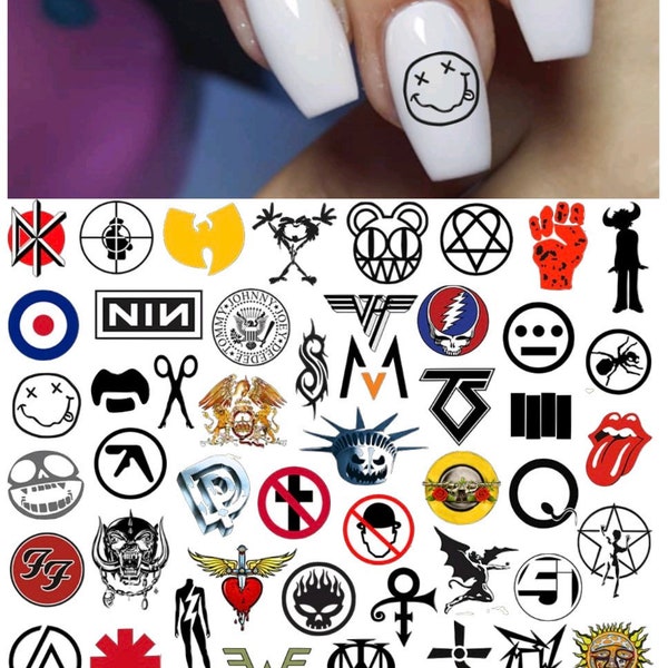 Rock logo waterslide nail decals