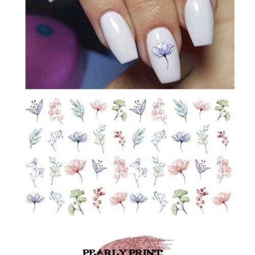 Black Flower Waterslide Nail Decals Etsy Canada