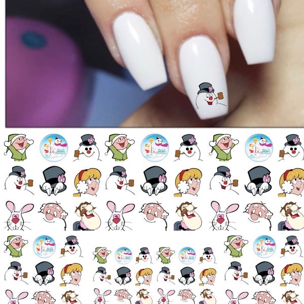 Frosty waterslide nail decals