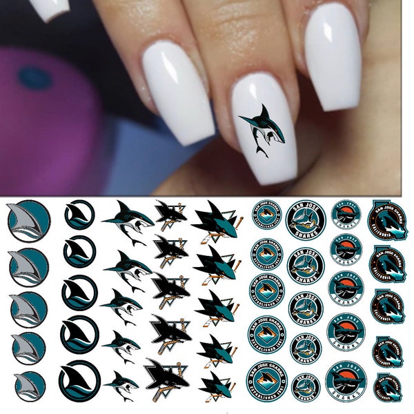 San Jose Sharks Waterslide nail decals