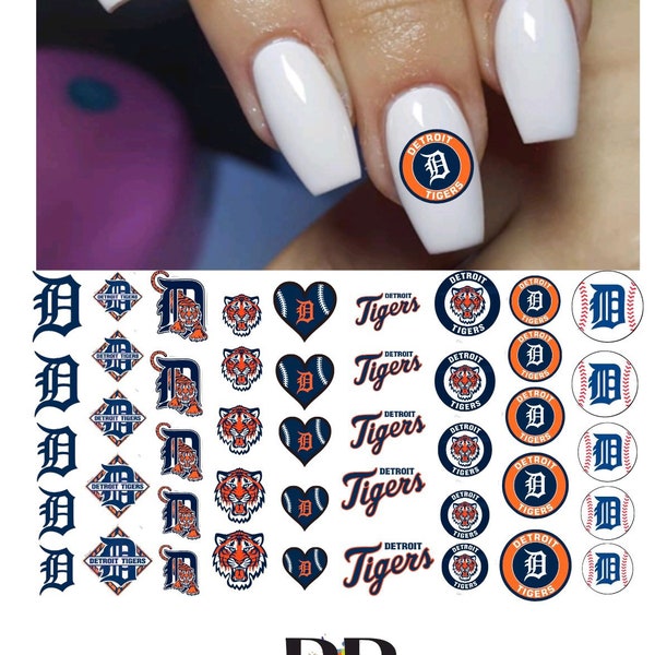 Detroit Tigers nail waterslide decals