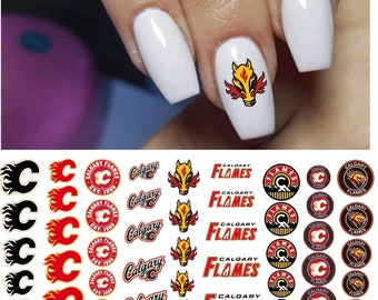 Calgary Flames waterslide nail decals