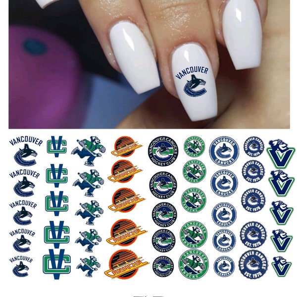 Vancouver Canucks waterslide nail decals