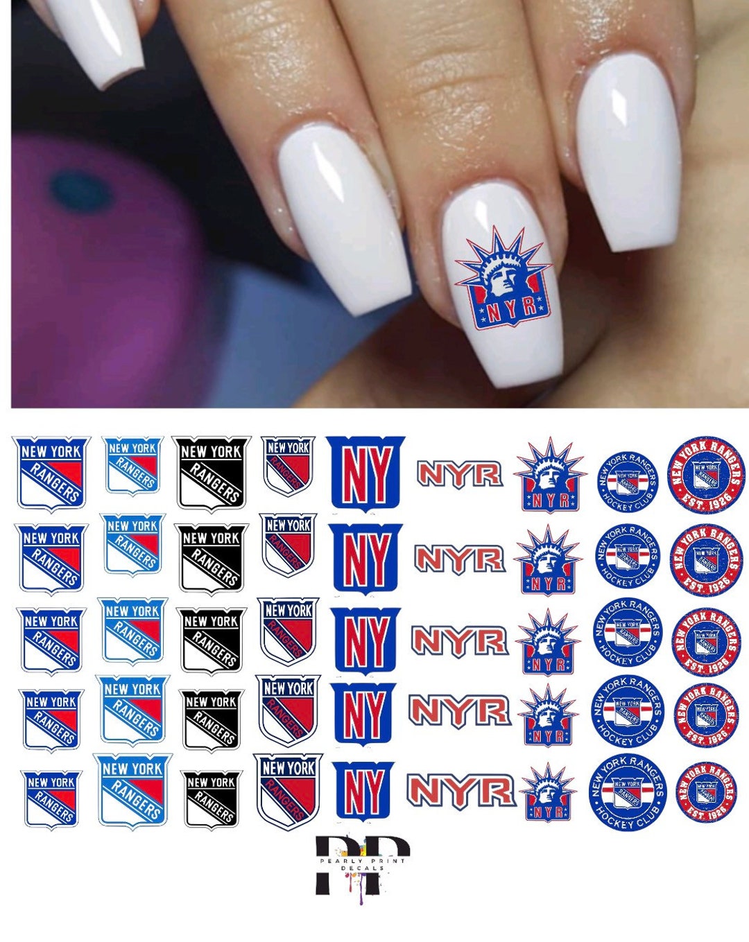 New York Rangers Hockey Nail Art Decals - Salon Quality!