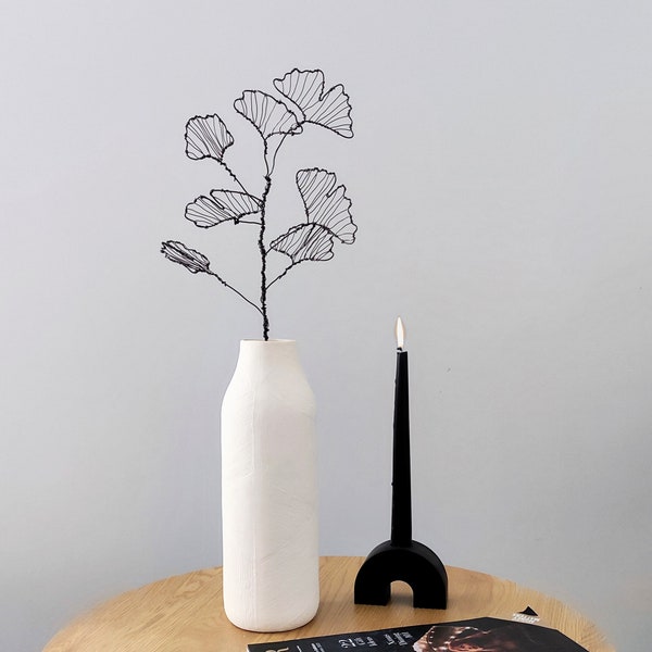 Gingko tree branch from annealed wire | Wire floral sculpture | Home metal decor | Housewarming gift | Unique table decor