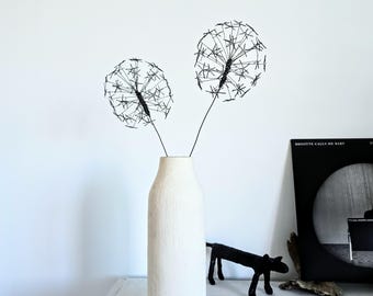 A Delicate Set of Two Dandelions as a Whimsical Botanical Art Gift for Bookshelf Decor