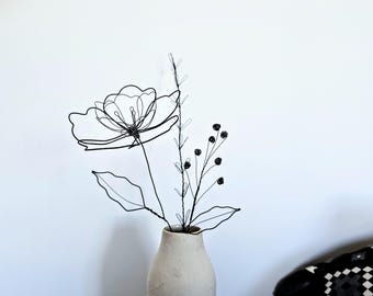 A Small Bouquet with a Wire Wildflower as a Delicate Piece of Botanical Art