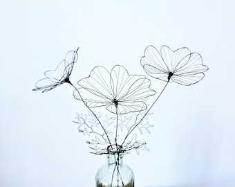 A Delicate Bouquet of Wire Meadow Blooms as a Garden-Inspired Sculpture Gift